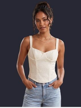 Cream Lace Corset Crop Top